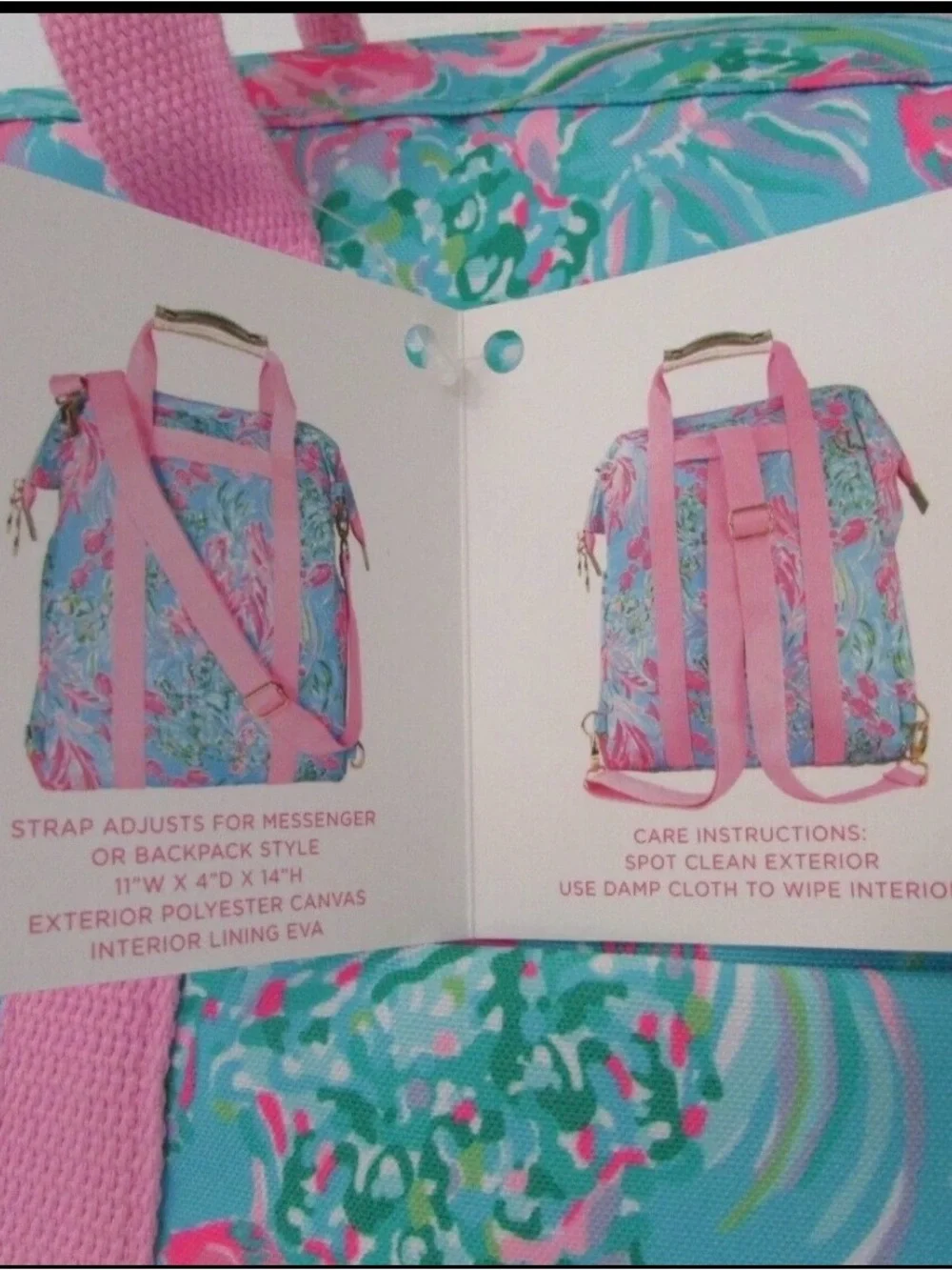 Lilly Pulitzer Insulated Backpack Cooler ‘Best Fishes’ Pink Convertible